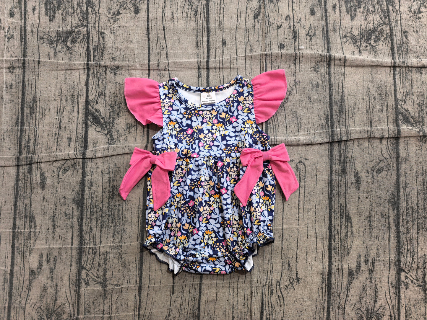 Flutter sleeves light blue floral baby girls summer romper