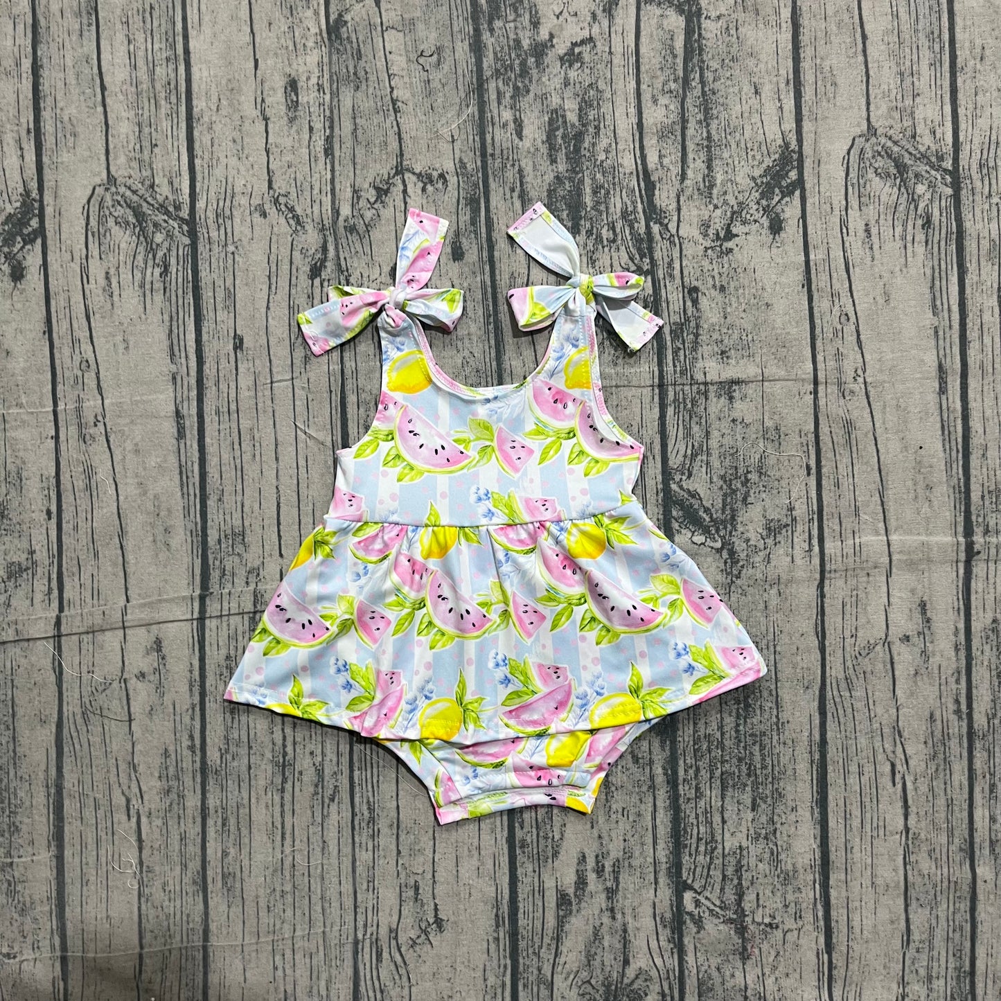 Sleeveless lemon watermelon baby girls romper