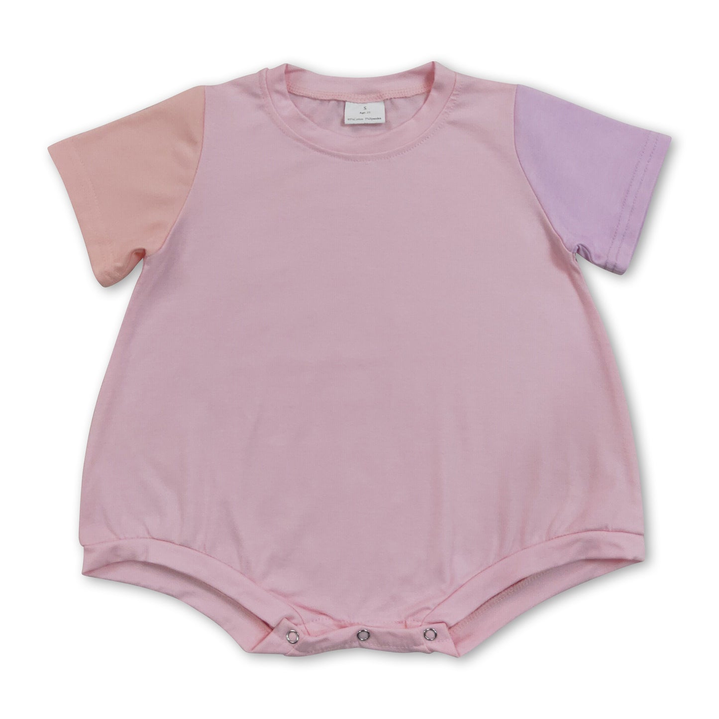 Short sleeves cotton pink baby girls summer romper