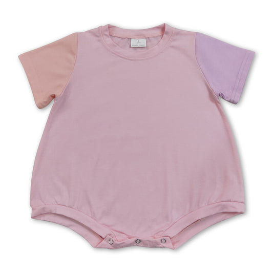 Short sleeves cotton pink baby girls summer romper