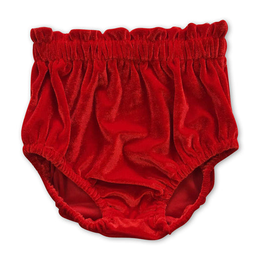 Red color baby girls velvet bummies