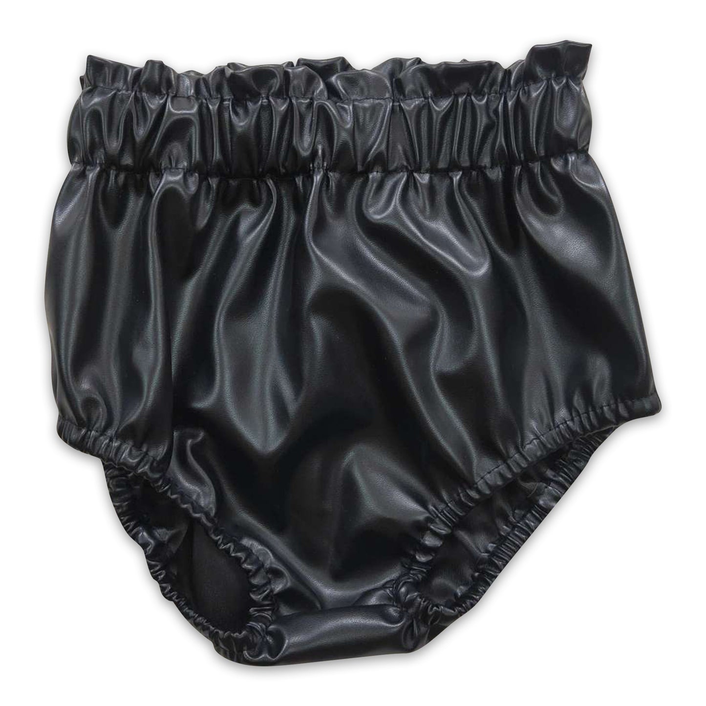 Black leather baby girls bummies