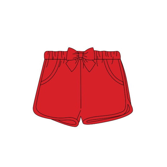 Bow red cotton baby girls shorts