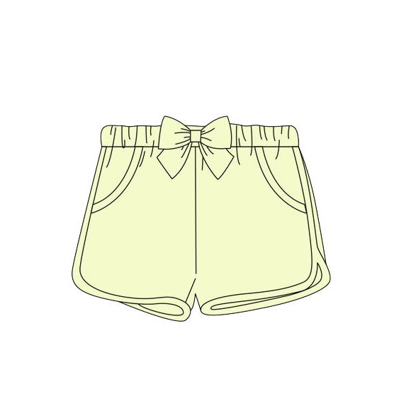 Bow yellow cotton baby girls shorts