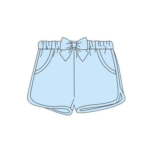Bow sky blue cotton baby girls shorts
