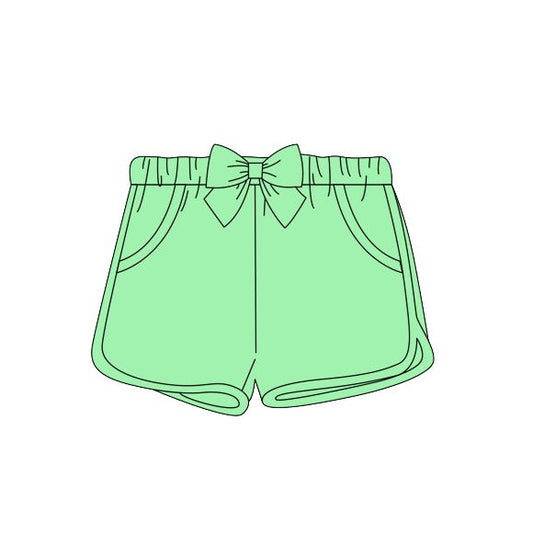 Bow green cotton baby girls shorts