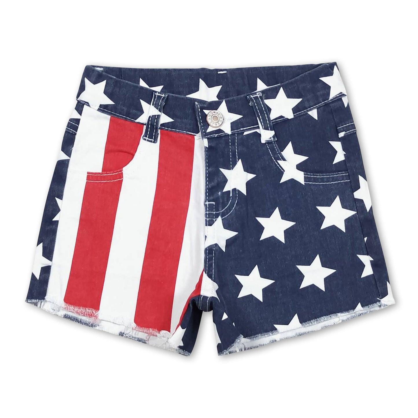 Stripe star kids girls 4th of july denim shorts