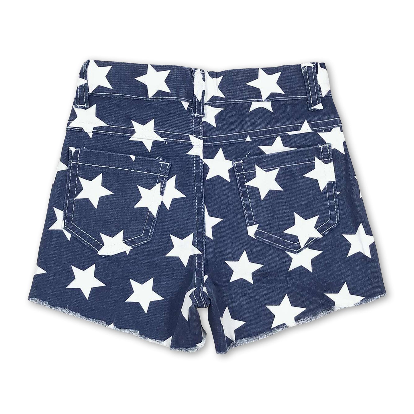 Stripe star kids girls 4th of july denim shorts