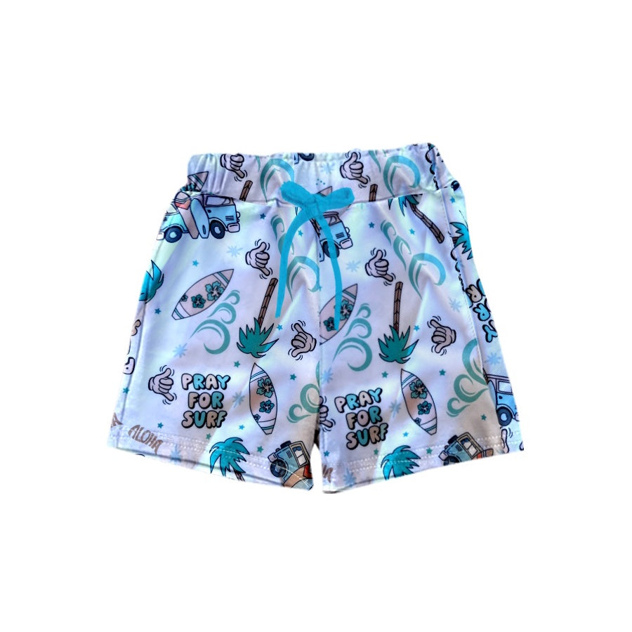 Pray for surf beach kids boys summer shorts