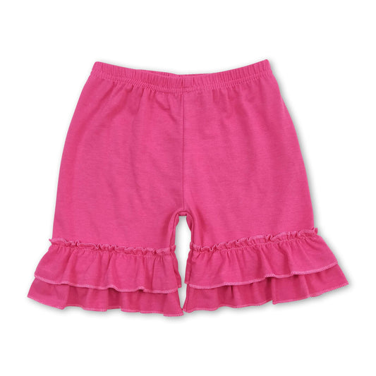 Hot pink ruffle cotton baby girls summer shorts