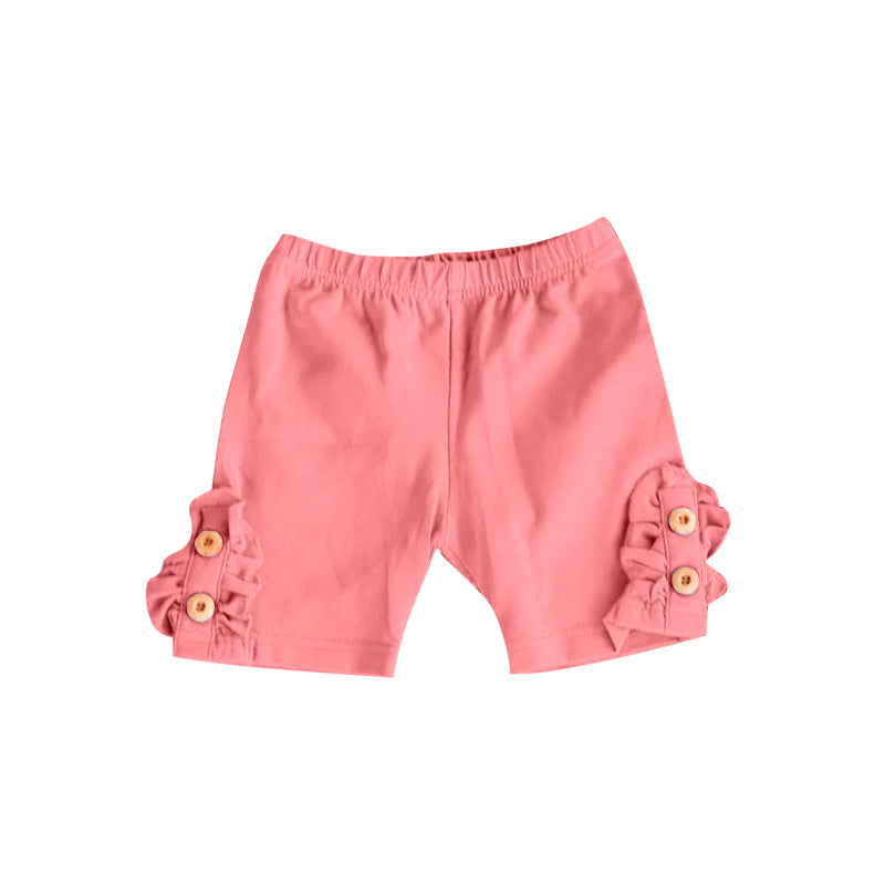 Peach cotton button baby girls summer shorts