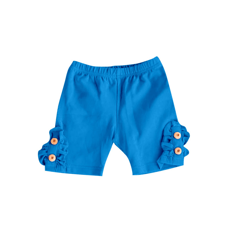 Blue cotton button baby girls summer shorts