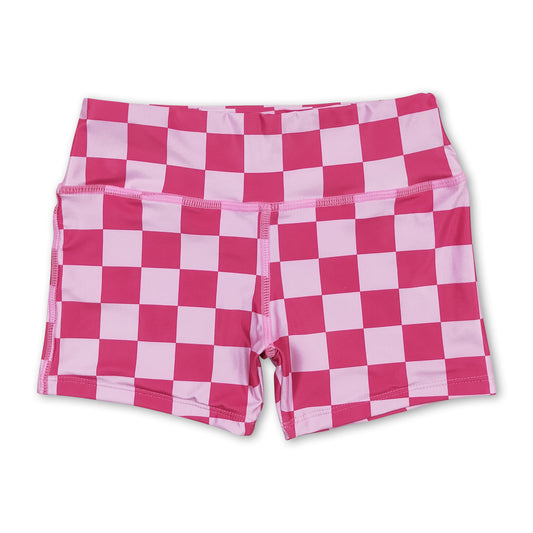 Pink plaid baby girls summer shorts