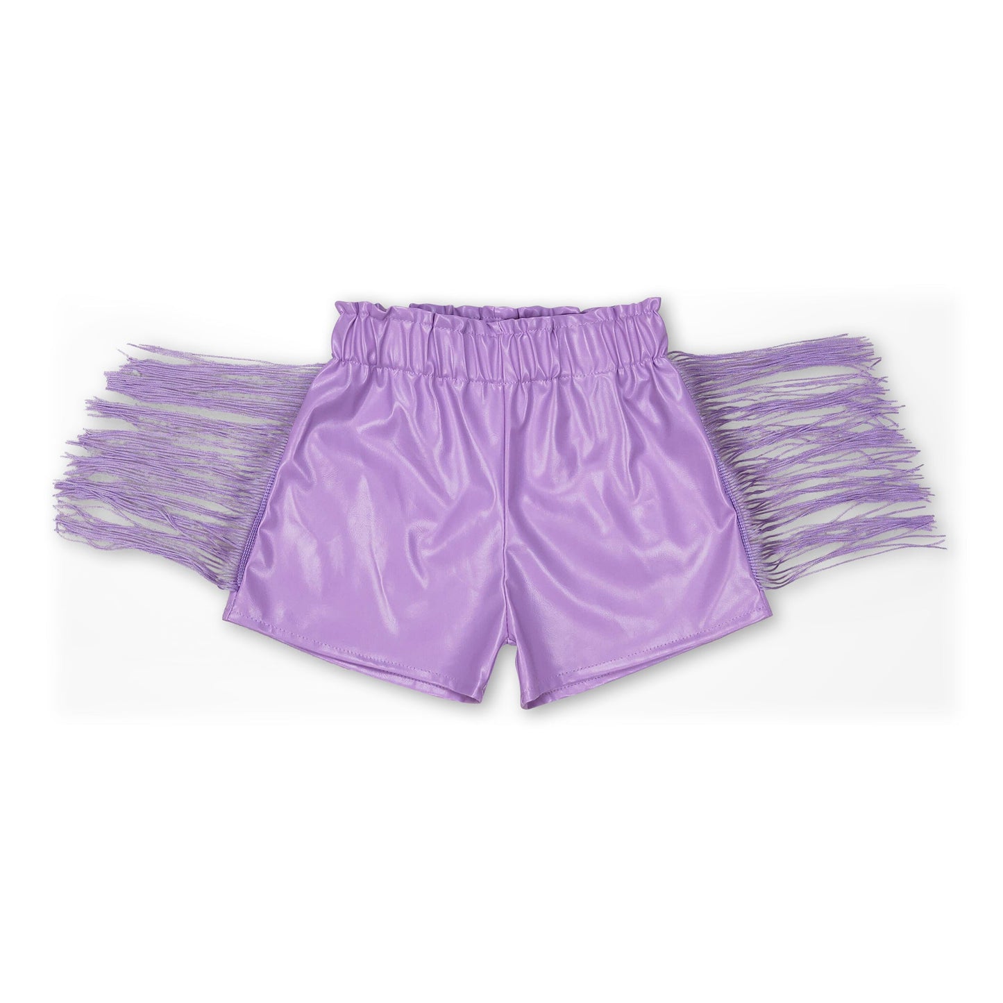 Lavender leather tassels baby girls shorts