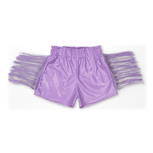 Lavender leather tassels baby girls shorts