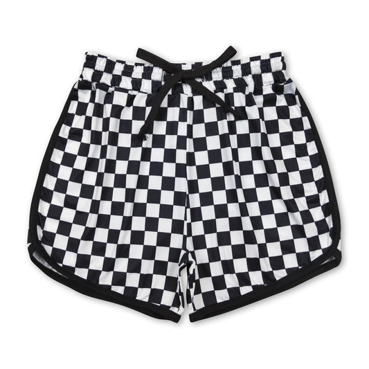 Black plaid baby adult women summer shorts