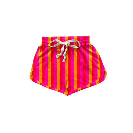 Orange stripe baby girls summer shorts