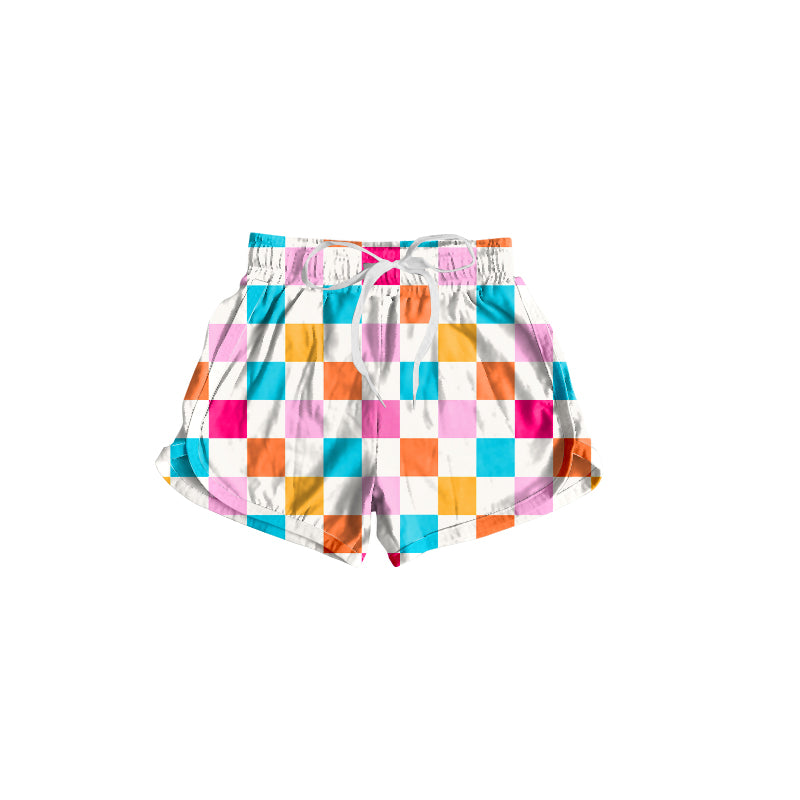 Colorful plaid print baby girls summer shorts