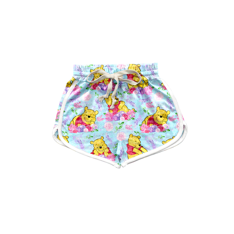 Floral bear baby girls summer shorts