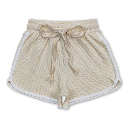 Beige cotton kids girls summer shorts