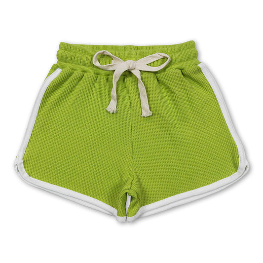 Green cotton kids girls summer shorts