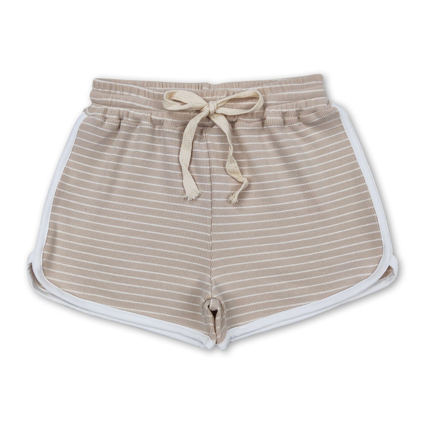 Khaki stripe cotton girls summer shorts