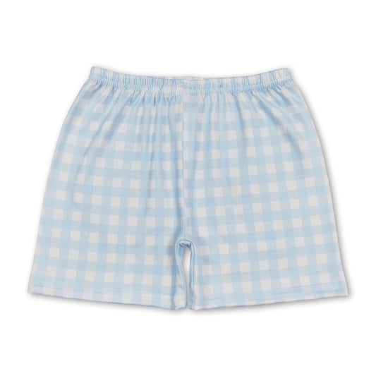 Light blue plaid kids boys summer shorts