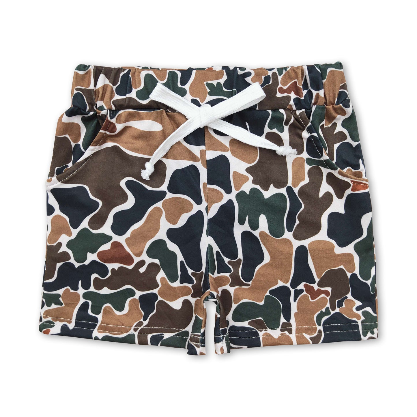 Brown camo pockets kids boy summer shorts