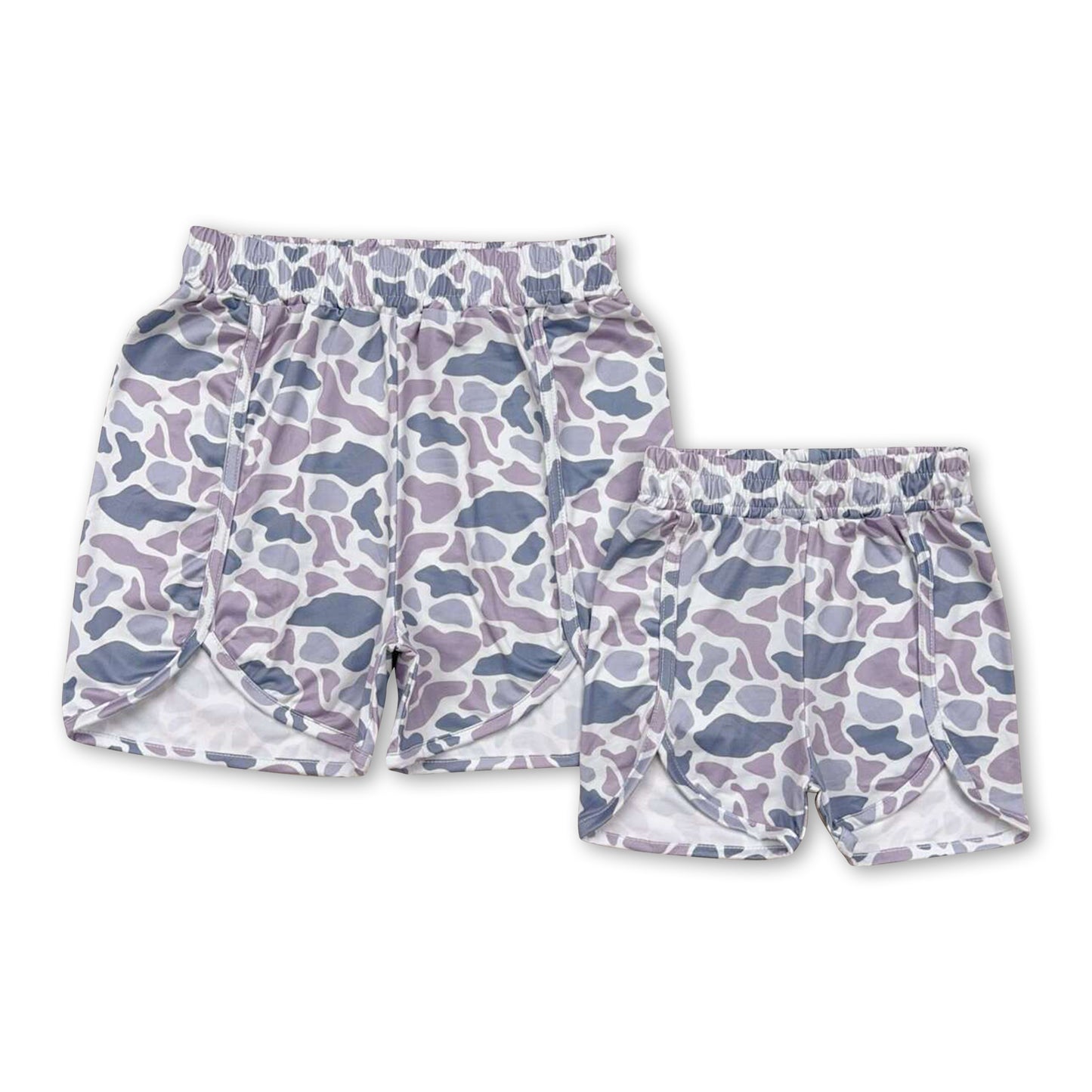 Grey camo baby girls summer shorts