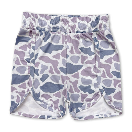 Grey camo baby girls summer shorts