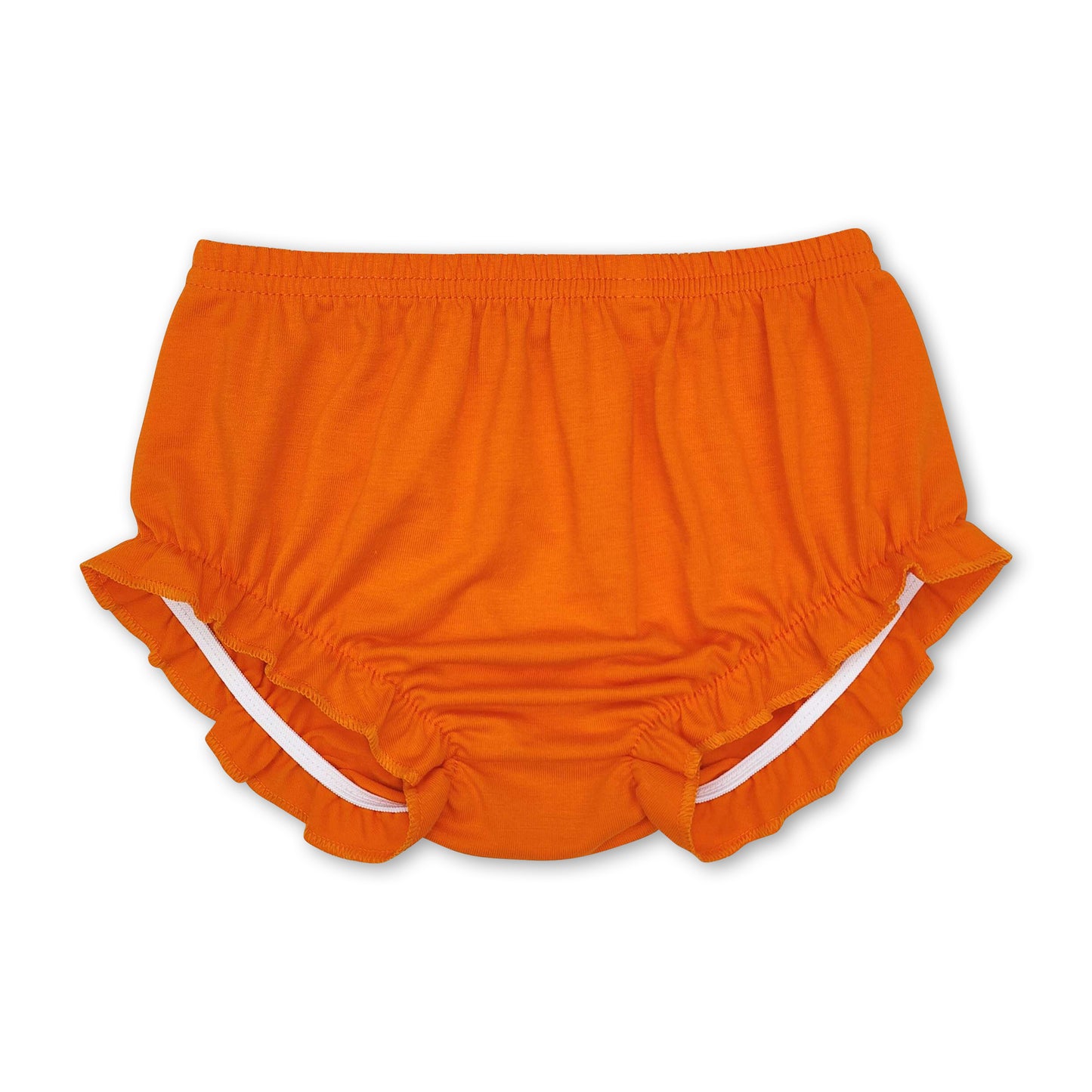 Orange ruffle cotton baby girls fall bummies