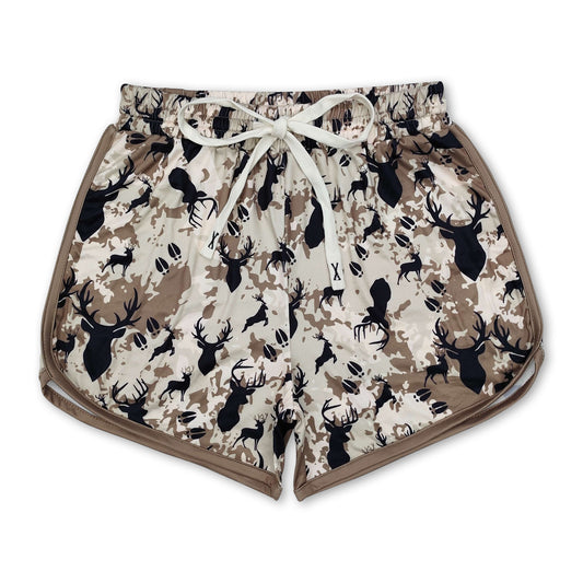 Olive deer camo adult summer shorts