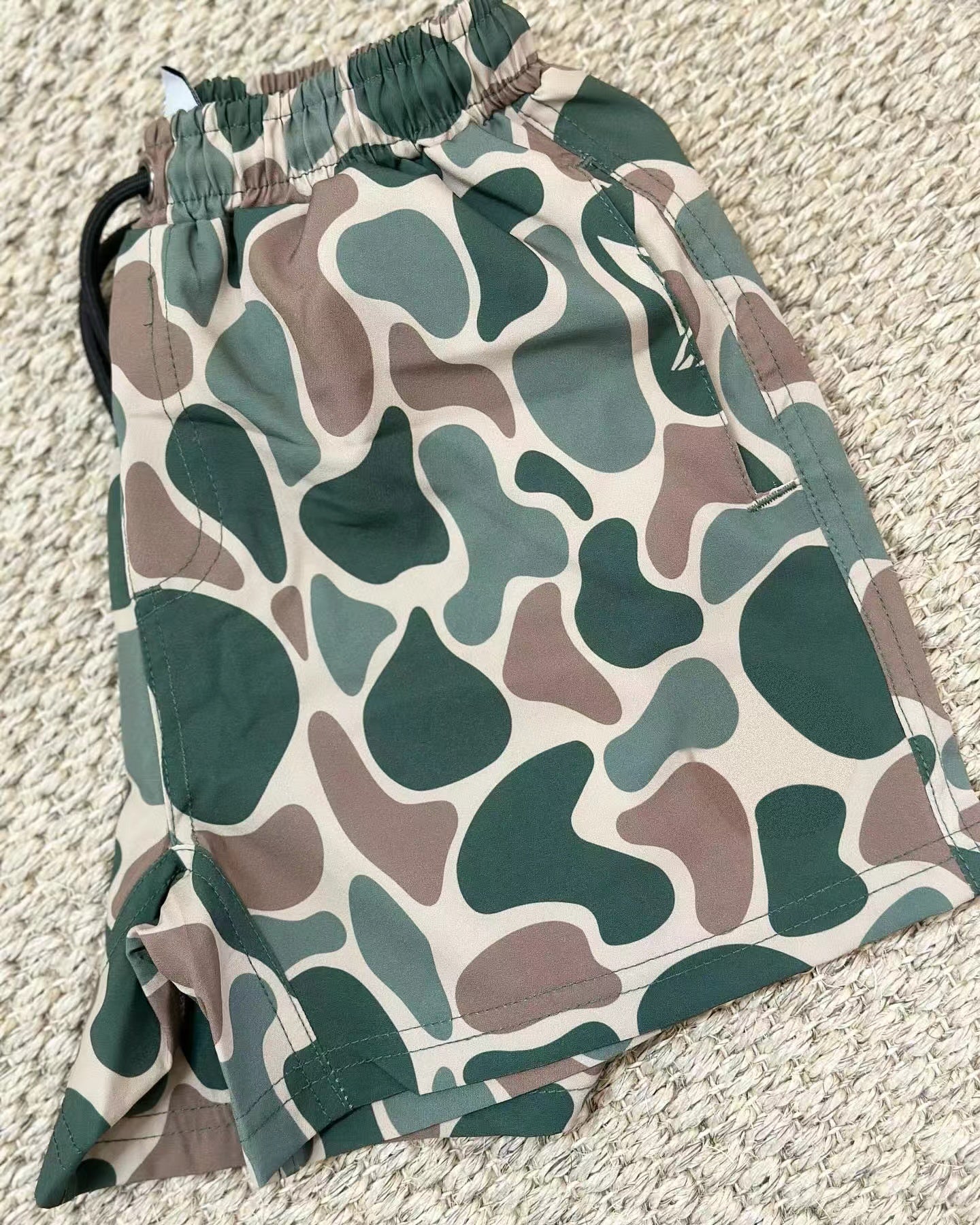 Green camo baby kids hunting shorts