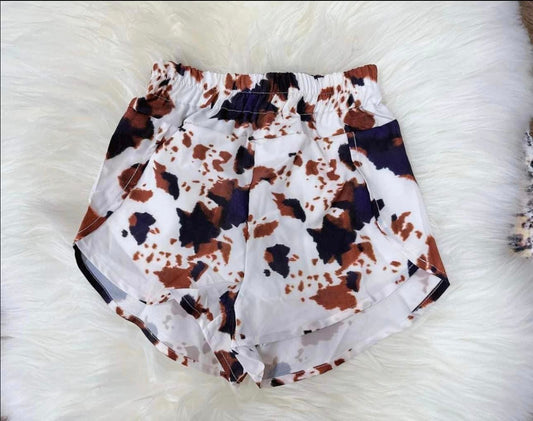 Cows print elastic waist baby girls summer shorts