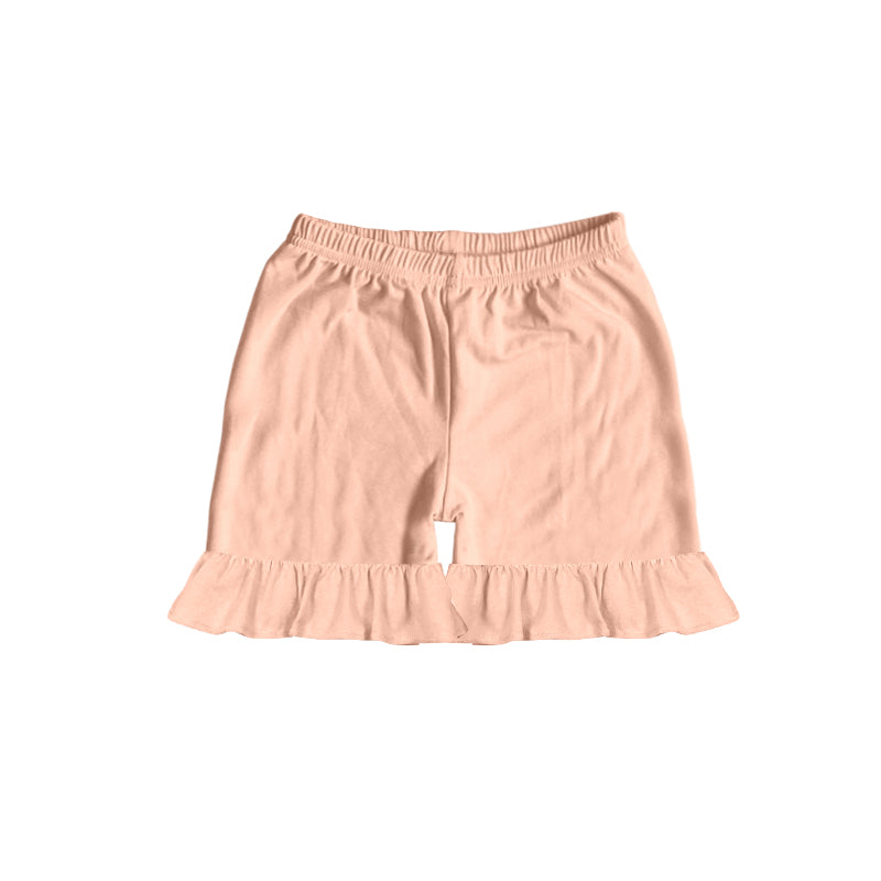 Peach cotton ruffle baby girls summer shorts