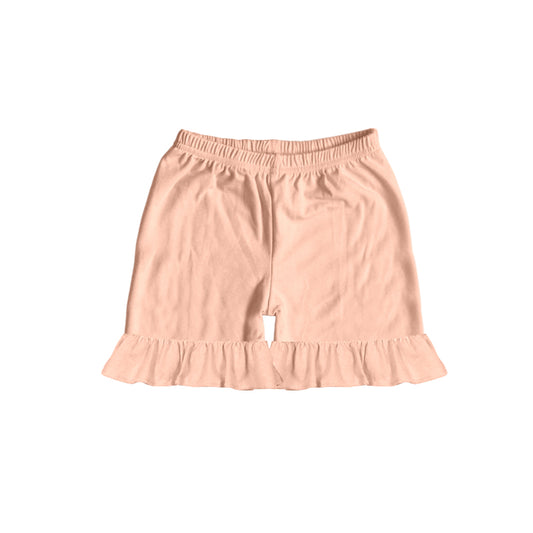 Peach cotton ruffle baby girls summer shorts