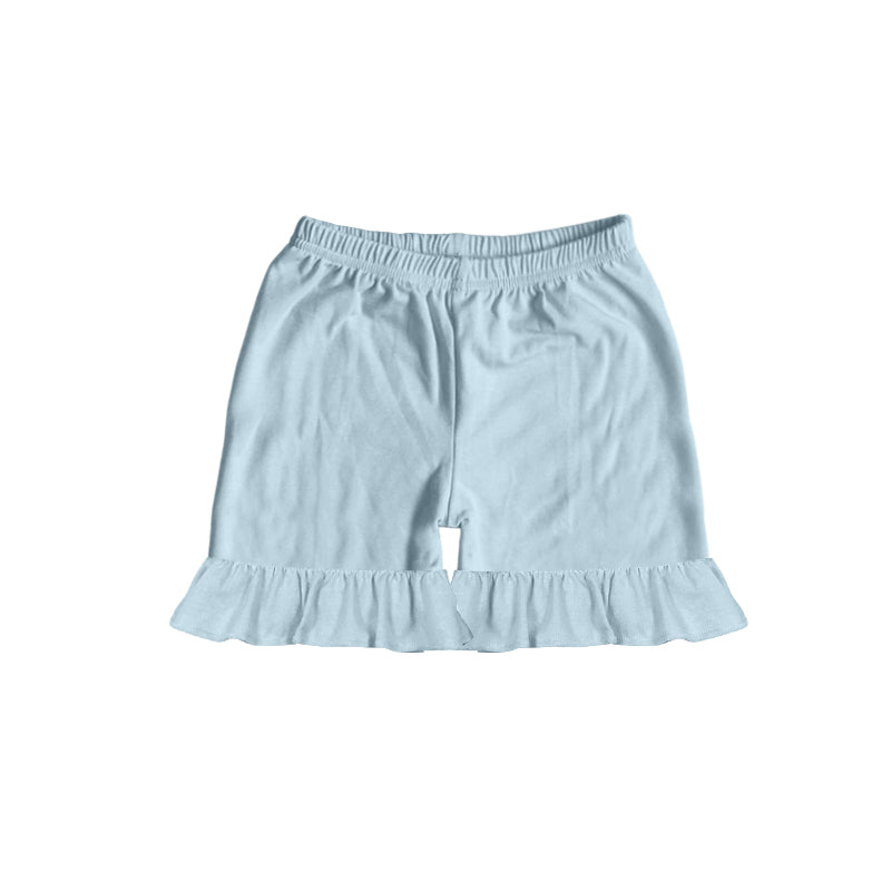 Aqua cotton ruffle baby girls summer shorts