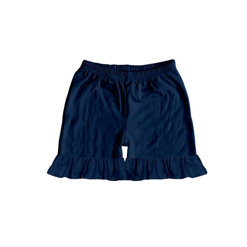 Navy cotton ruffle baby girls summer shorts