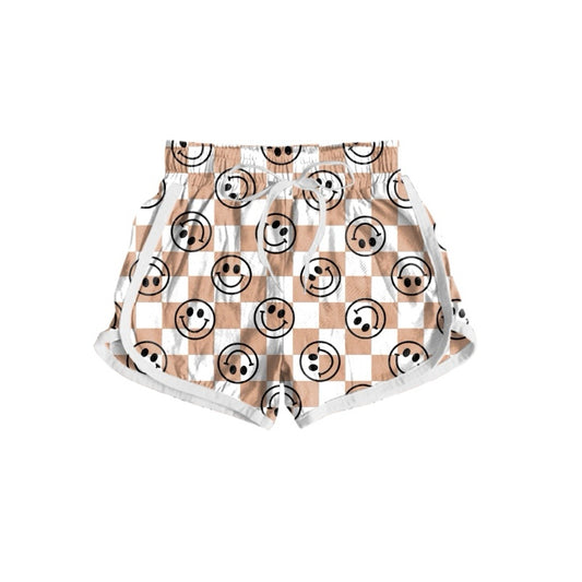 Khaki plaid smile adult women summer shorts