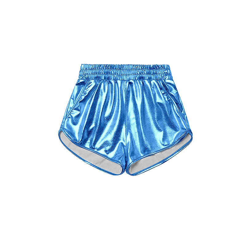 Light blue elastic waist kids girls summer shorts