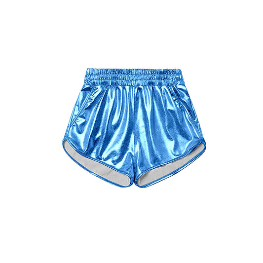 Light blue elastic waist kids girls summer shorts