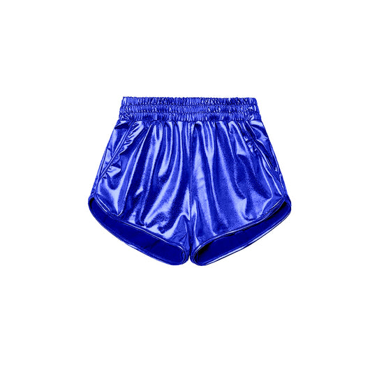 Blue elastic waist kids girls summer shorts