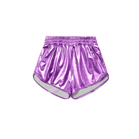 Lavender elastic waist kids girls summer shorts