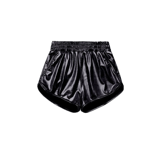 Black elastic waist kids girls summer shorts