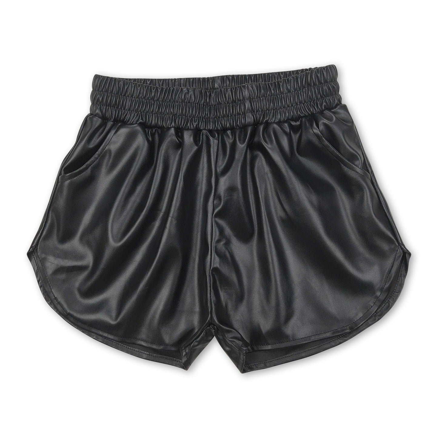 Black elastic waist kids girls summer shorts