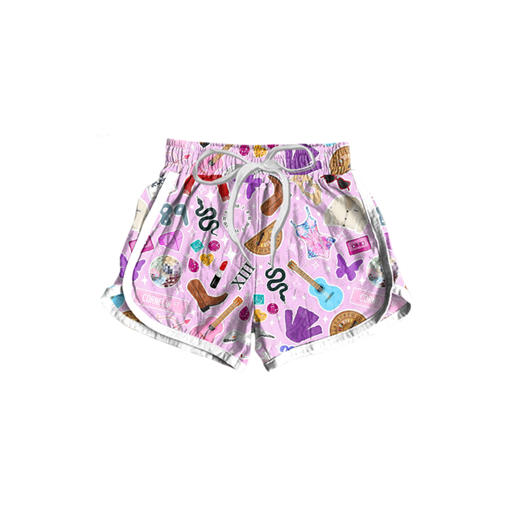 Lavender guitar butterfly singer girls summer shorts