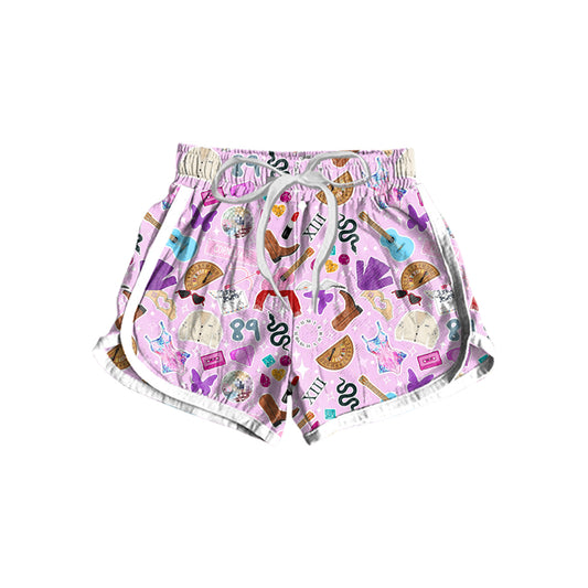 Lavender guitar butterfly singer adult women summer shorts