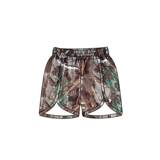 Green leaves camo baby girls summer shorts