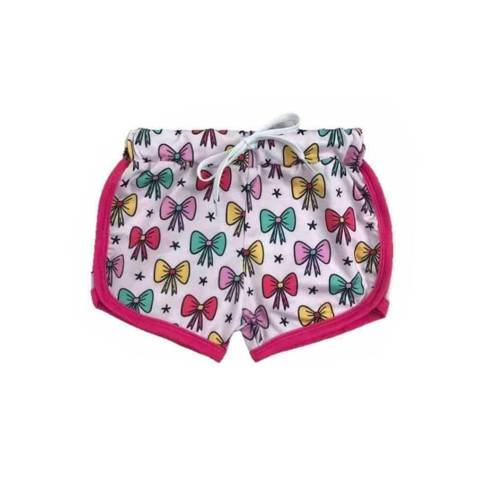 Hot pink princess colorful bow kids girls summer shorts