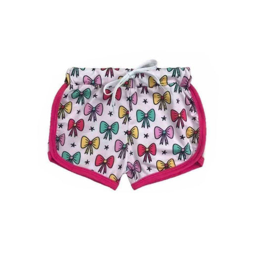 Hot pink princess colorful bow kids girls summer shorts